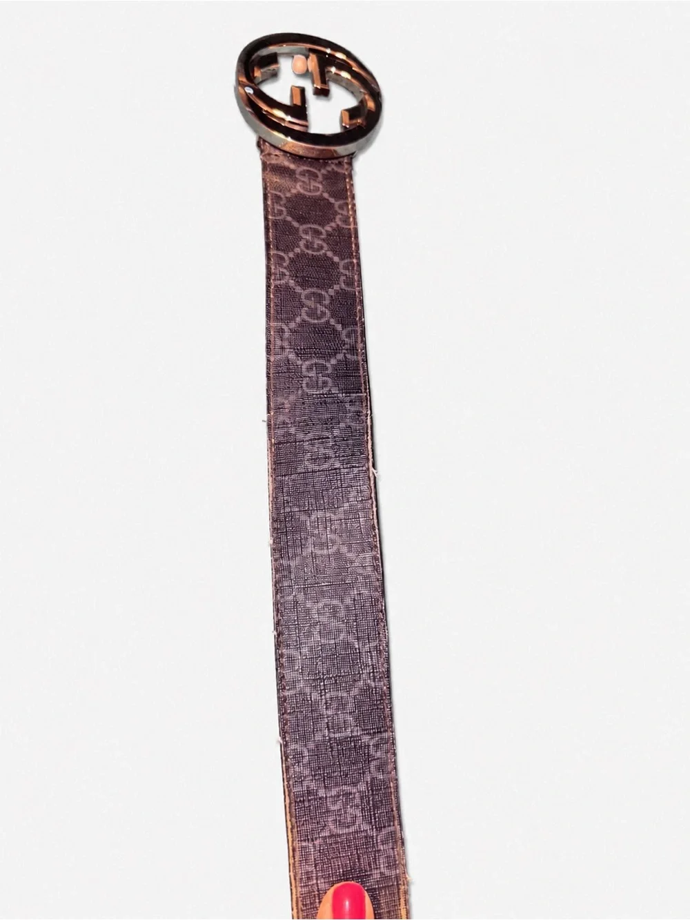 Gucci Interlocking G GG Supreme Canvas Belt Black Leather Size 95/38